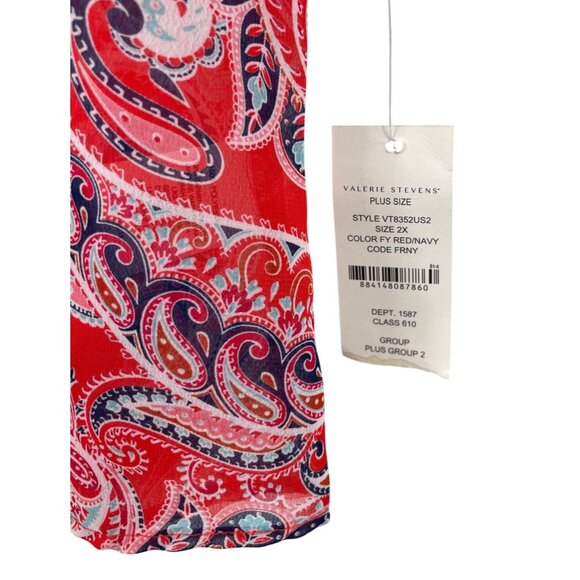 Valerie Stevens Womens Size 2X Top Red Paisley Sheer Boho Tassels Blouse Shirt - Picture 5 of 10